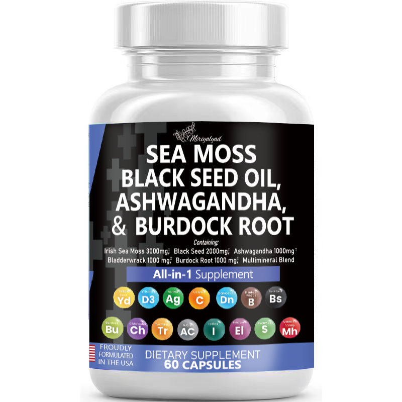 Sea Moss Black Seed Oil Capsules with Turmeric & Ashwagandha - 15 ...